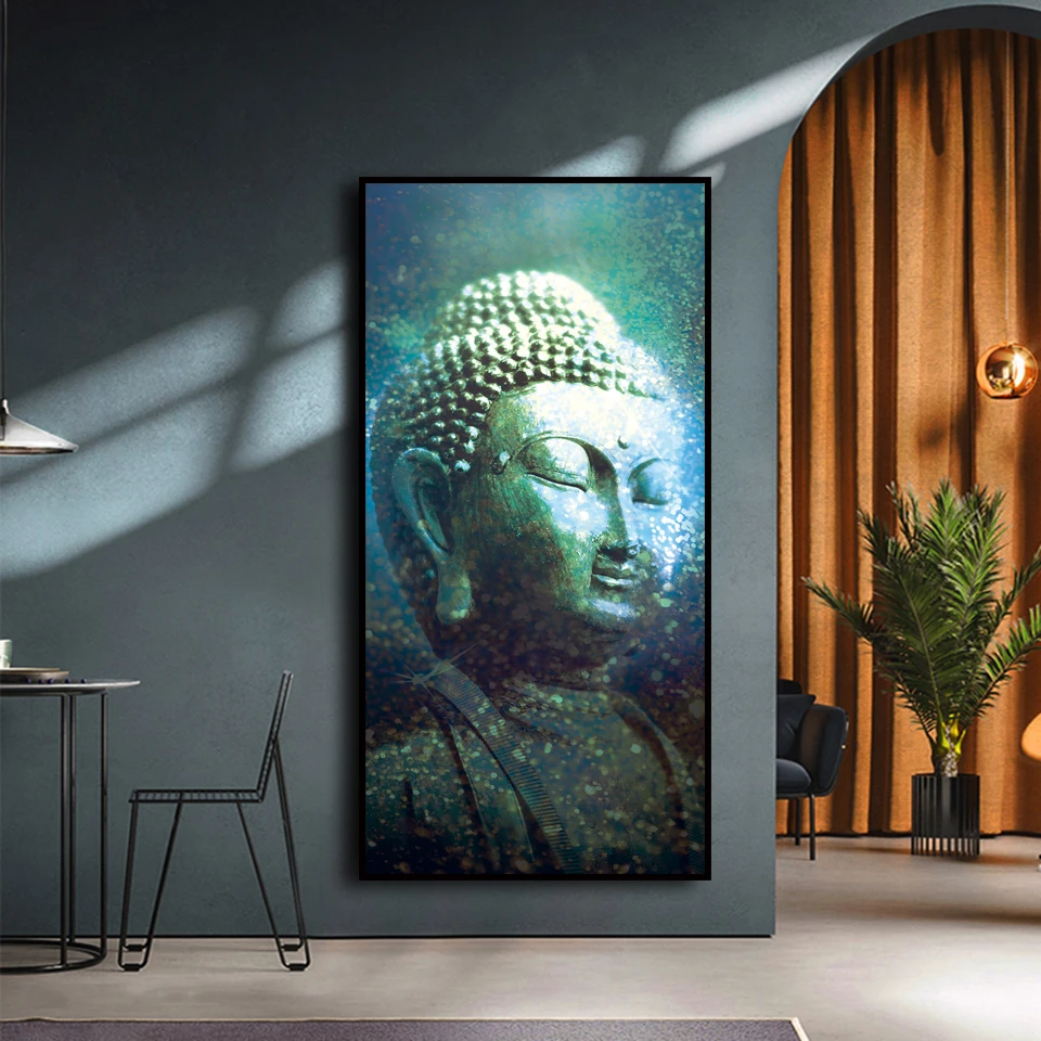 Wall Art Religion Buddha Statue Print Painting On Canvas Abstract Zen Buddha Portrait Home Decor
