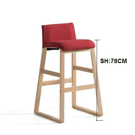 Твердый деревянный скандинавский барный стул современный минималистичный передний диван барный стул высокий стул - Цвет: C seat height 78cm