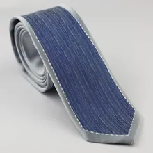 Lammulin Для мужчин узкие галстук серебро границы с голубой микрофибры Полосатый жаккардовые моды галстук свадебное Cravate Gravatas