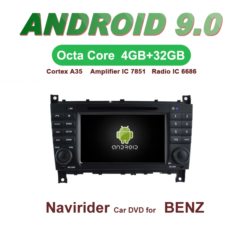 Sale Navirider GPS Android 9.0 bluetooth stereo 4-Core 8-Core car DVD player for BENZ C CLASS CLC W203 G Class W467 05-07 accessories 0