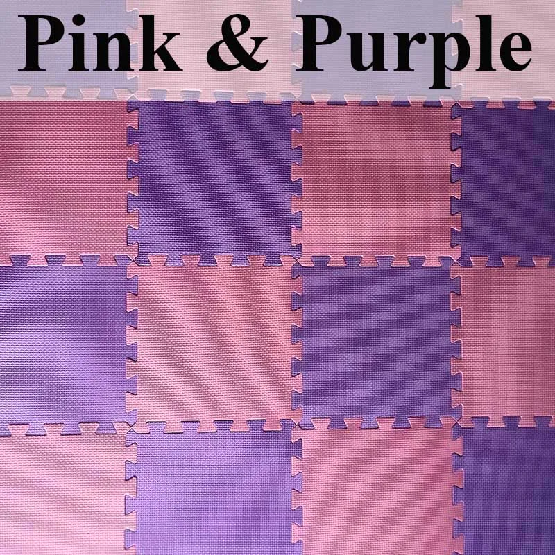 Детский мягкий коврик для развития подвижности, детский бежевый кофе блокирующий пазл мат из поролона «Ева», коврик для детских игр - Цвет: pink  and purple