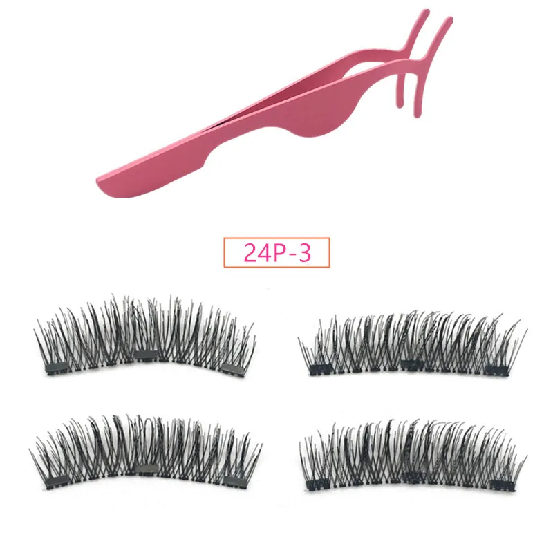 

Magnetic Eyelashes with 3 Magnets Natural Handmade 3D False Eyelashes Eyelash Extension with Eyelash Applicator KS02-3