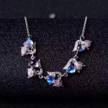 

Fidelity natural 5mm blue moonstone Bracelets s925 sterling silver Smart fox fine jewelry gift for women party natural gemstone