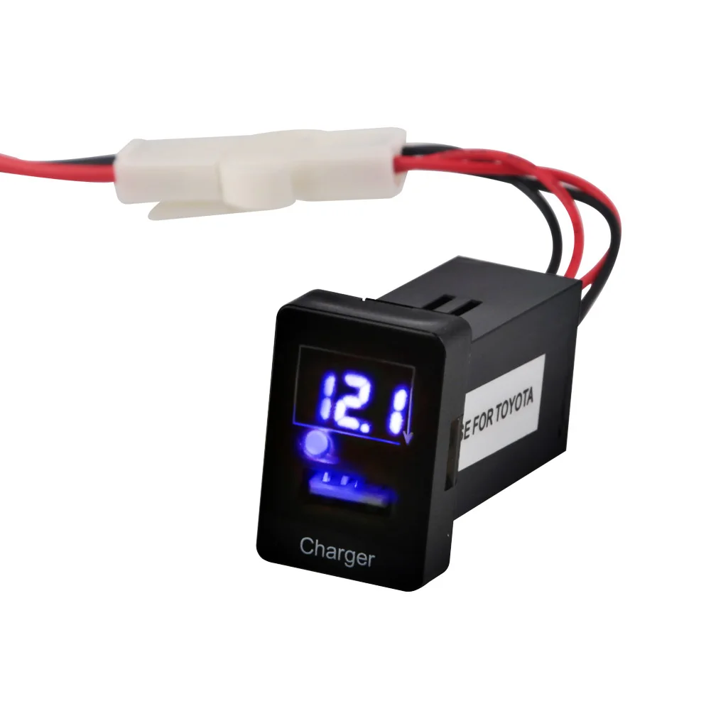 5 в 2.1A зарядное устройство для телефона для автомобиля TOYOTA USB порт приборная панель Вольтметр автомобильный Вольтметр дисплей зарядное устройство адаптер прикуриватель USB