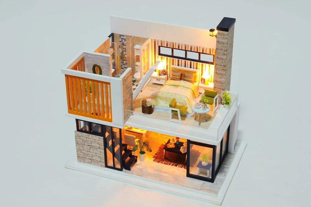 Кукольный дом деревянная мебель Diy Дом миниатюрная коробка головоломка собрать 3D Miniaturas кукольный домик наборы игрушки для детей подарок на день рождения