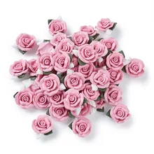  20pcs Pink Flower Porcelain Cabochons China Clay Beads for  jewelry Accessories DIY Making, 23~25x20.5~21x10~11mm F70 