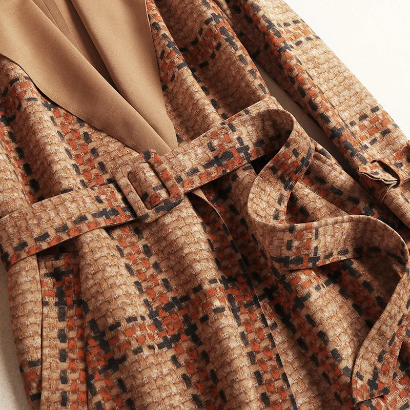 Adultes Longue Plaid De Mode Tranchée Pour Couture Nouvelles Daim Kaki Hiver Vêtements Femmes 2018 Manteau 8qYBSY