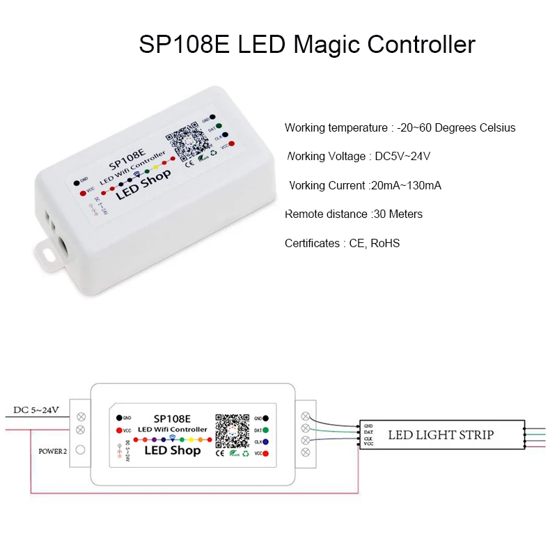 SP108E Wi Fi WS2811 WS2812B светодиодный музыкальный контроллер sp107 e SK6812 SP105E Bluetooth APA102 SP110E WS2801