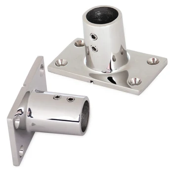 

CITALL 2pcs 22mm 7/8" 90 Degree T Type Rectangular Base Stainless Steel Boat Hand Marine Hardware Rail Fittings
