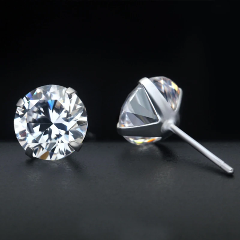 LEKANI Настоящее серебро 925 пробы серьги гвоздики с 6 мм кристаллами от Swarovski шпильки