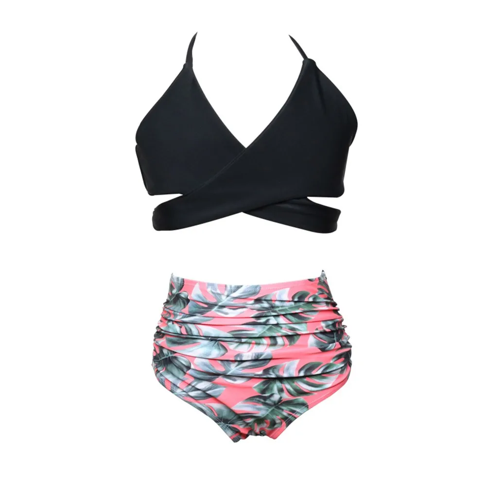 

Summer 2018 Bikinis Two Pieces Infant Baby Girls Swimwear Swimsuit Print Crosss Bandage Bikini Swimwear Swimming Costume JU1