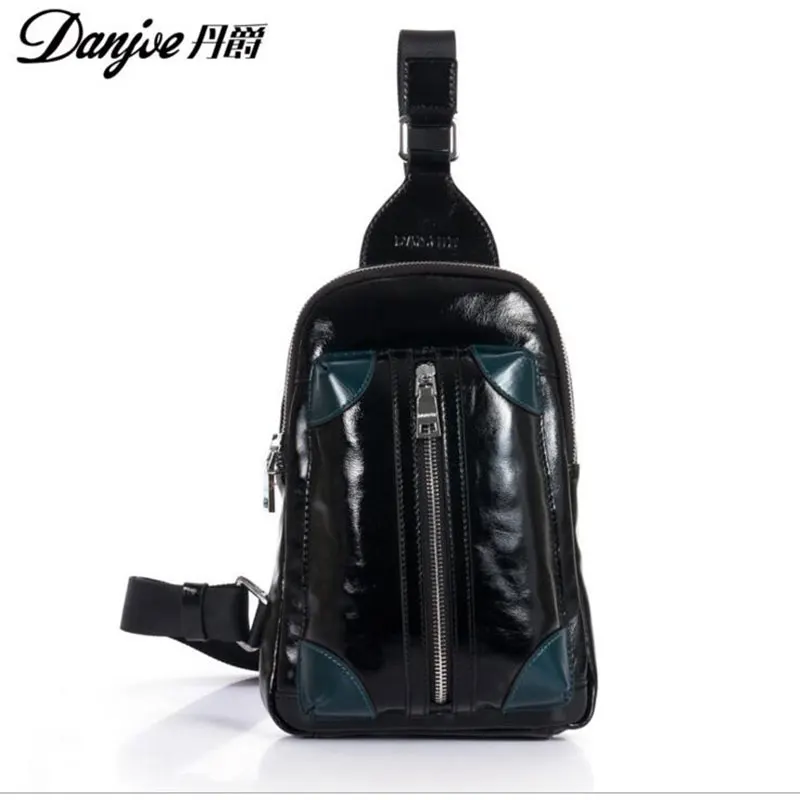 

New Brand DANJUE Genuine leather Waterproof For iPad Shoulder Bags Portable Men Messenger Chest Bag DJ30