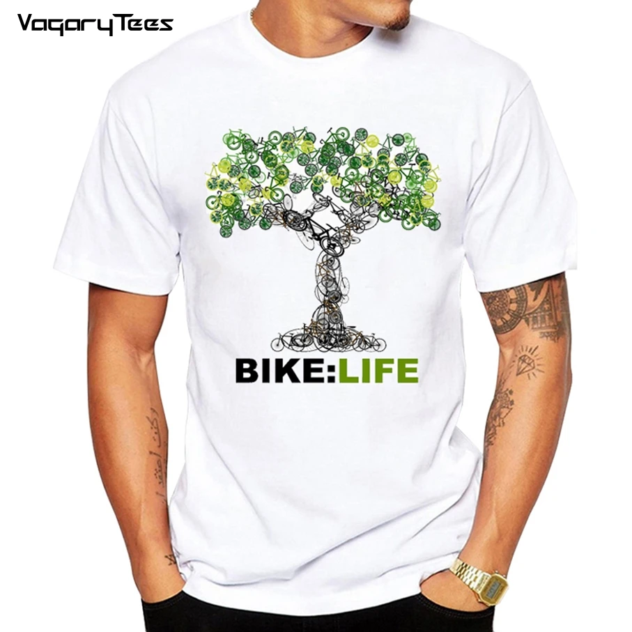 

Art Geek Style Tops Tee Clothes Creative Life Tree T-Shirt Summer Men's Personality Bicycle Design Printed T Shirt