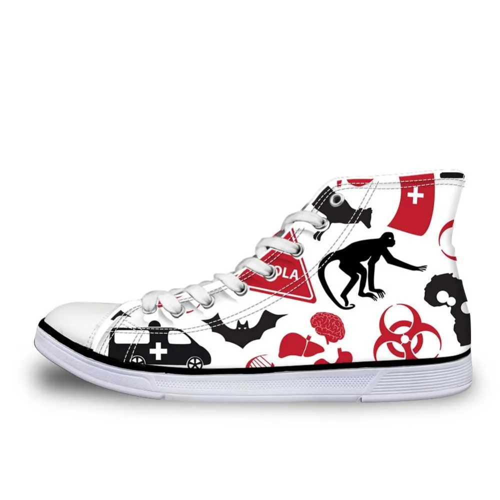

nurse Woman Vulcanized Shoes Women Casual High top Canvas Shoes Flats Comfortable Lace Up Basket Femme