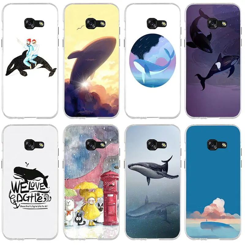 

For Samsung Galaxy A3 A5 A7 J1 J2 J3 J4 J6 J5 J7 J8 2016 2017 2018 Coque Shell Soft TPU Mobile Phone Cover Cartoon Whales Fish