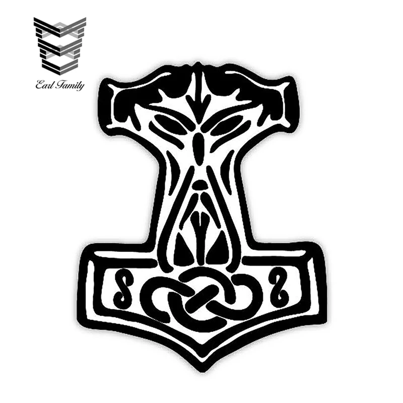 EARLFAMILY 13 см x 10 5 Mjolnir норвежский донар Тор молот Наклейка виниловая бампер стену
