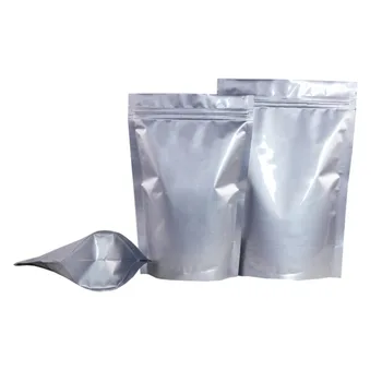 

Ferimo 100pcs Silver stand up zip lock seal bag aluminum foil packaging storage bags large food candy plastic pouch package