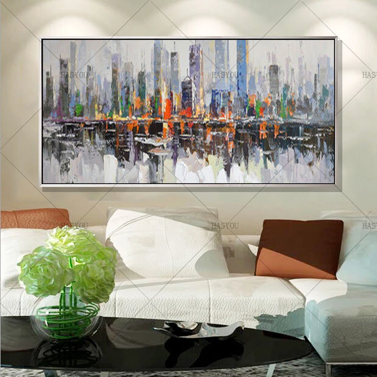 New-York-City-Picture-Hand-painted-Modern-Abstract-Oil-Painting-on-Canvas-for-Living-Room-Home