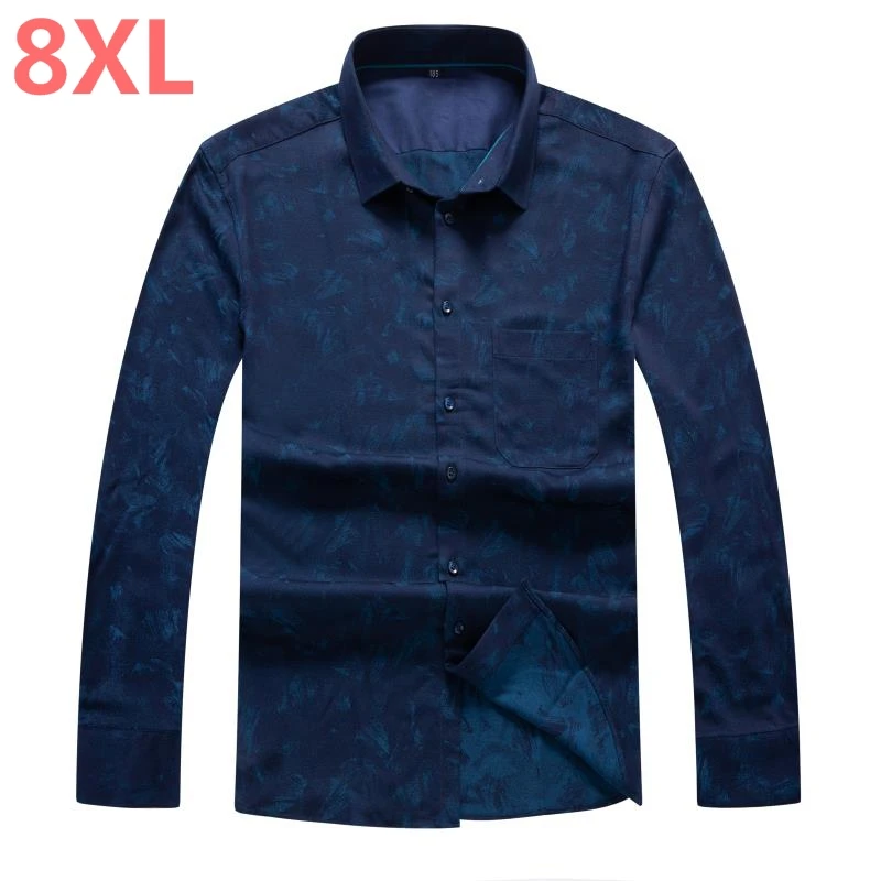 2018 Новинка 8XL 7XL 6XL мужские повседневные рубашки офисные с длинным рукавом модные