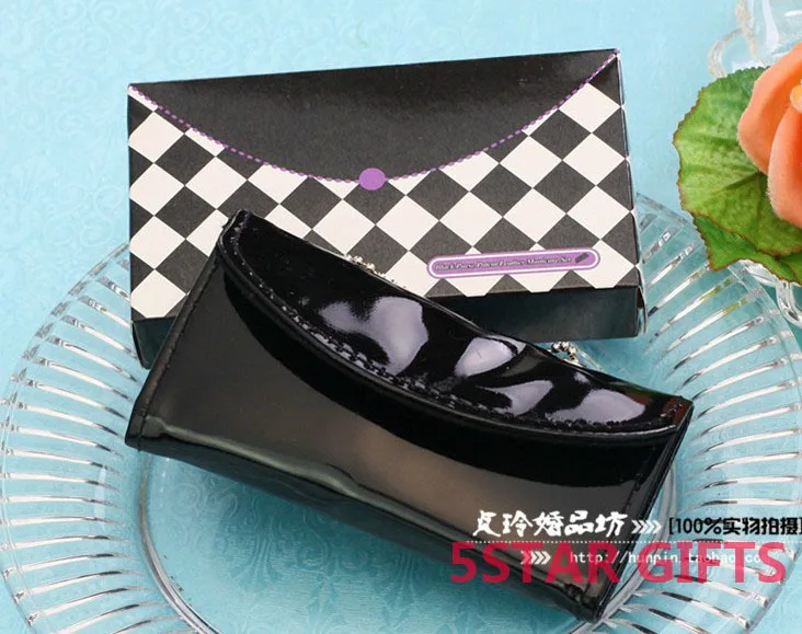 10PCS/LOT Little Black Purse Patent-Leather Five Piece Manicure Set Wedding bridal shower favors