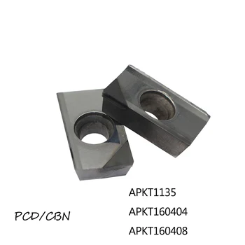 

2PCS APKT1135 APKT160404 APKT160408 PCD CBN Inserts CNC PCD CBN Diamond insert For Lathe Tools Inserts