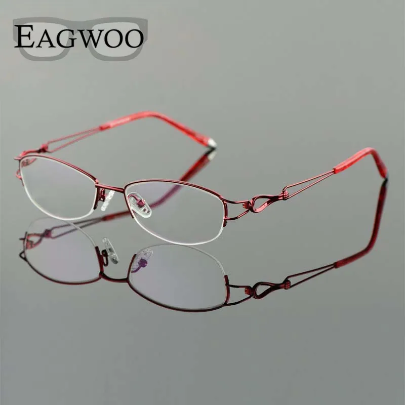 Eyeglasses Frames Eyewear Frames Women Glasses Fashion Eyeglasses Metel Alloy Eyeglasses Half Rim Optical Frame Prescription Women Spectacle Reading Myopia Flower Eye Glasses