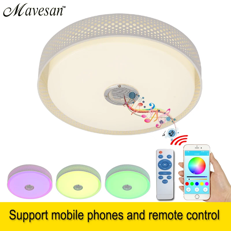 

Smartphone controlled Led Ceiling Light Lamp with Bluetooth sound speaker & Music rgb colorful Led Indoor lighting