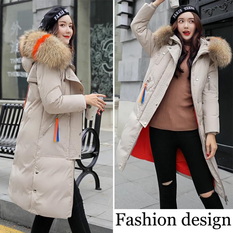 Высококачественная теплая утолщенная зимняя женская куртка с капюшоном и меховым воротником, женские пальто с хлопковой подкладкой, длинная верхняя одежда, парки