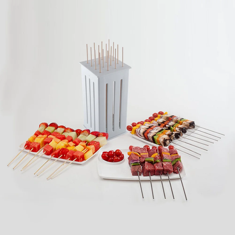 

16 Bamboo BBQ Satay Kebab Shish Maker Skewers Grill Meat Cutter Spiedini