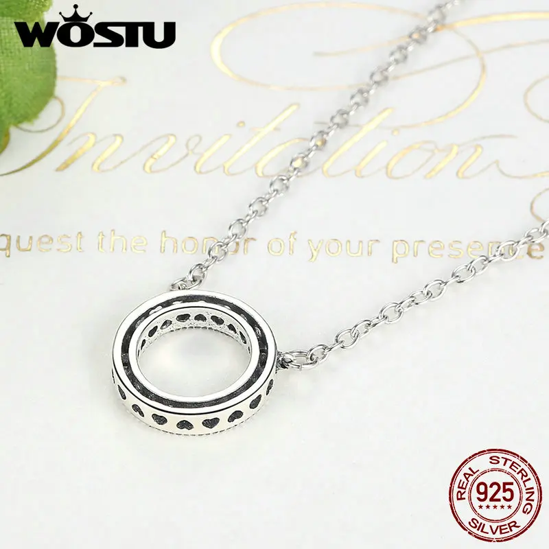 Популярный стиль Настоящее 925 пробы серебряное круглое сердце романтическое ожерелье с подвеской для женщин ювелирное изделие подарок для влюбленных