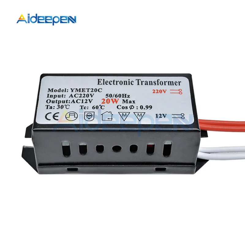 Переменный ток 220 В до 12 В 20 Вт-50 Вт галогенная лампа трансформатор понижающий регулятор для Светодиодный галогенный светильник лампа источник питания драйвер