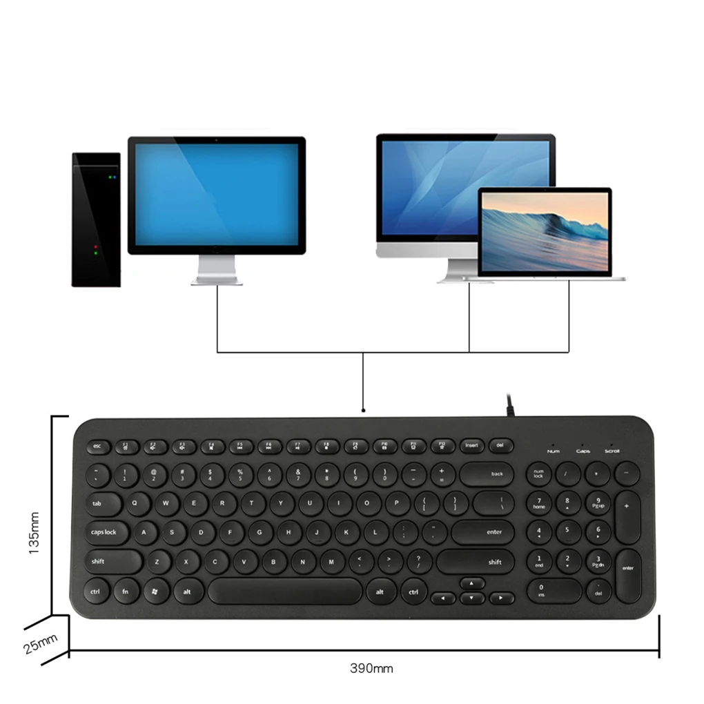 Новая D520 клавиатура 96 клавиш USB Проводная круглая клавиша домашняя офисная компьютерная клавиатура для ноутбука с защитой от брызг