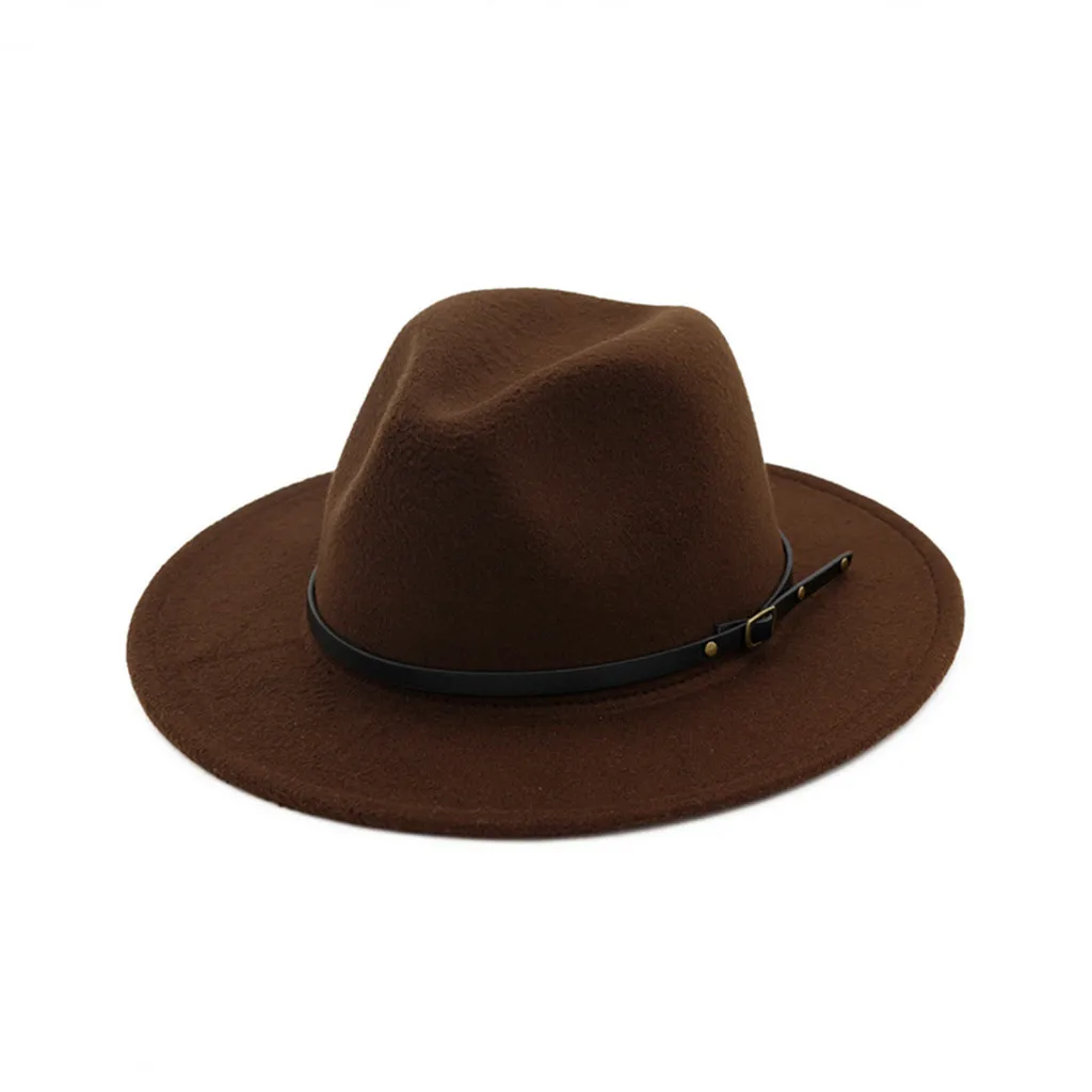 Женская шляпа, летняя фетровая шляпа, Женская шерстяная фетровая шляпа, Панама, шляпа с широкими полями, женская шляпа с пряжкой на ремне, фетровая шляпа, Прямая поставка f27 - Цвет: K