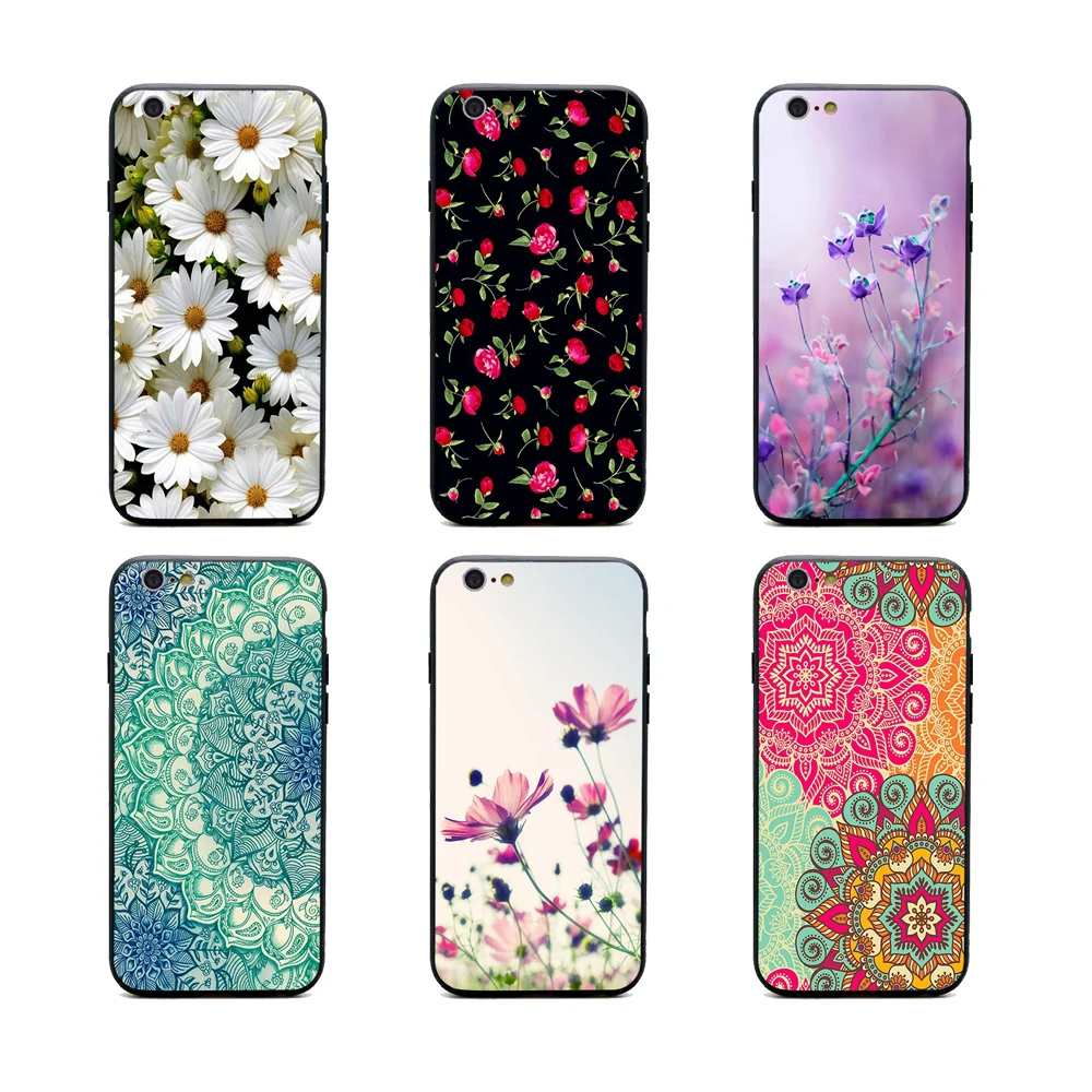 Tumblr Мандала para parede диких цветов телефонные чехлы цветок ТПУ + PC черные для iPhone X 6 7 8