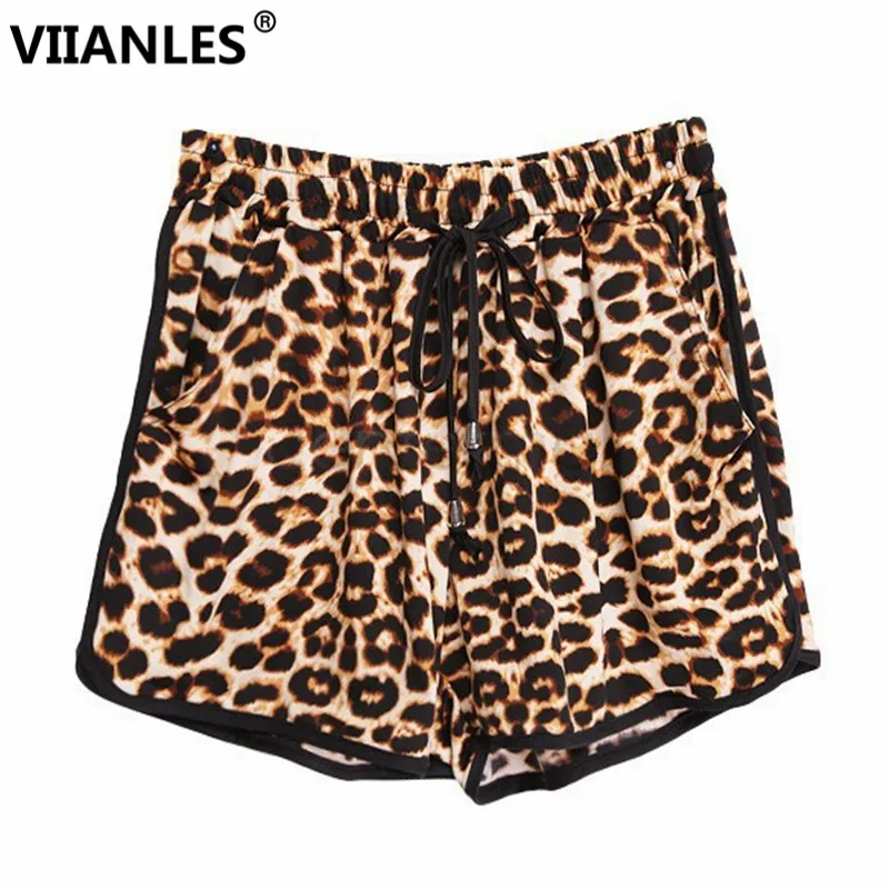 

VIIANLES Leopard Printed Shorts Women Summer Casual S-XXL Women's Shorts High Quality Elastic Plus Size Short Pants