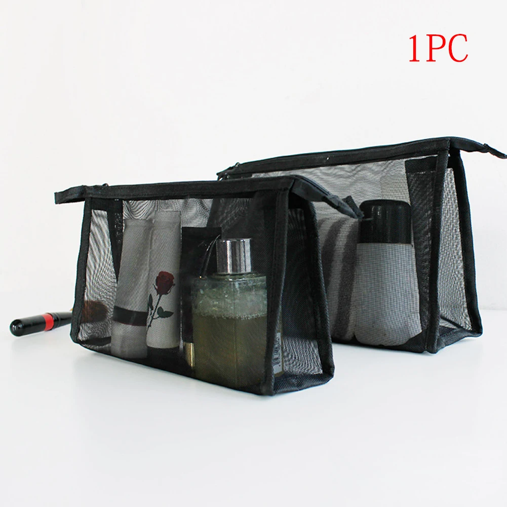 

Women Nylon Organizer Makeup Bag Transparent Mesh Portable Toothbrush Case Cosmetic Washing Travel Storage Pouch