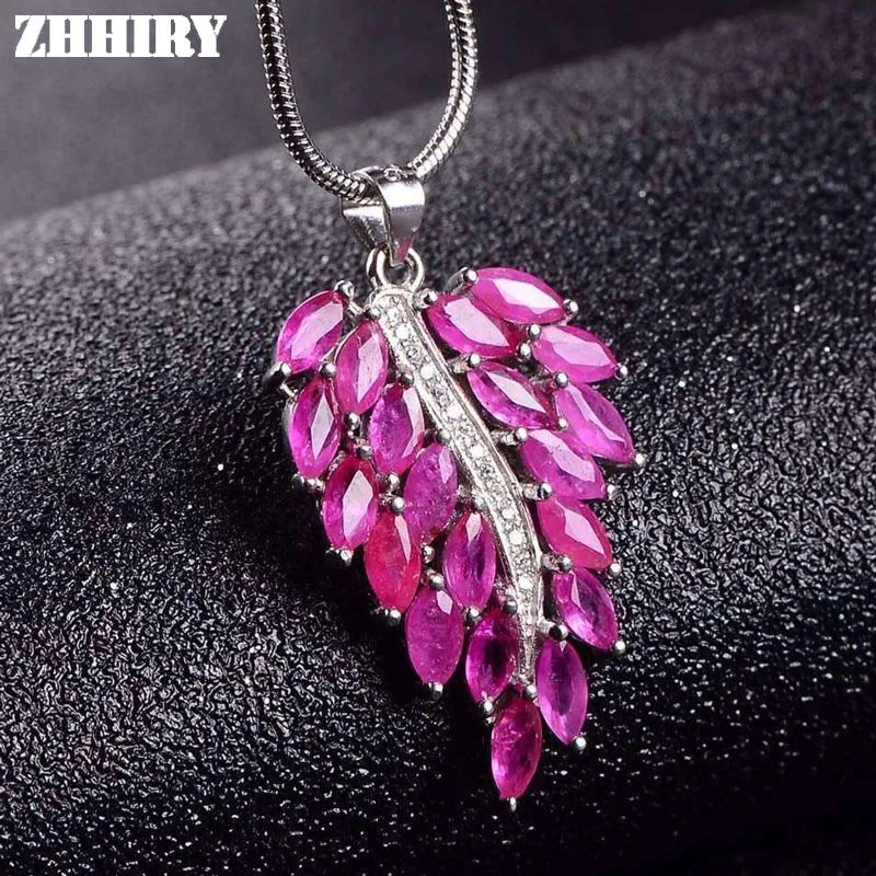 Natural Ruby Gems Necklace Pendant Genuine Unheated Stone Women Fine