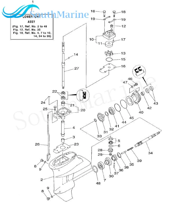 Лодочный мотор 63V-45315-A0 нижняя часть корпуса упаковка/прокладка для Yamaha 9.9hp 15hp F15 15F T9.9 лодочный мотор