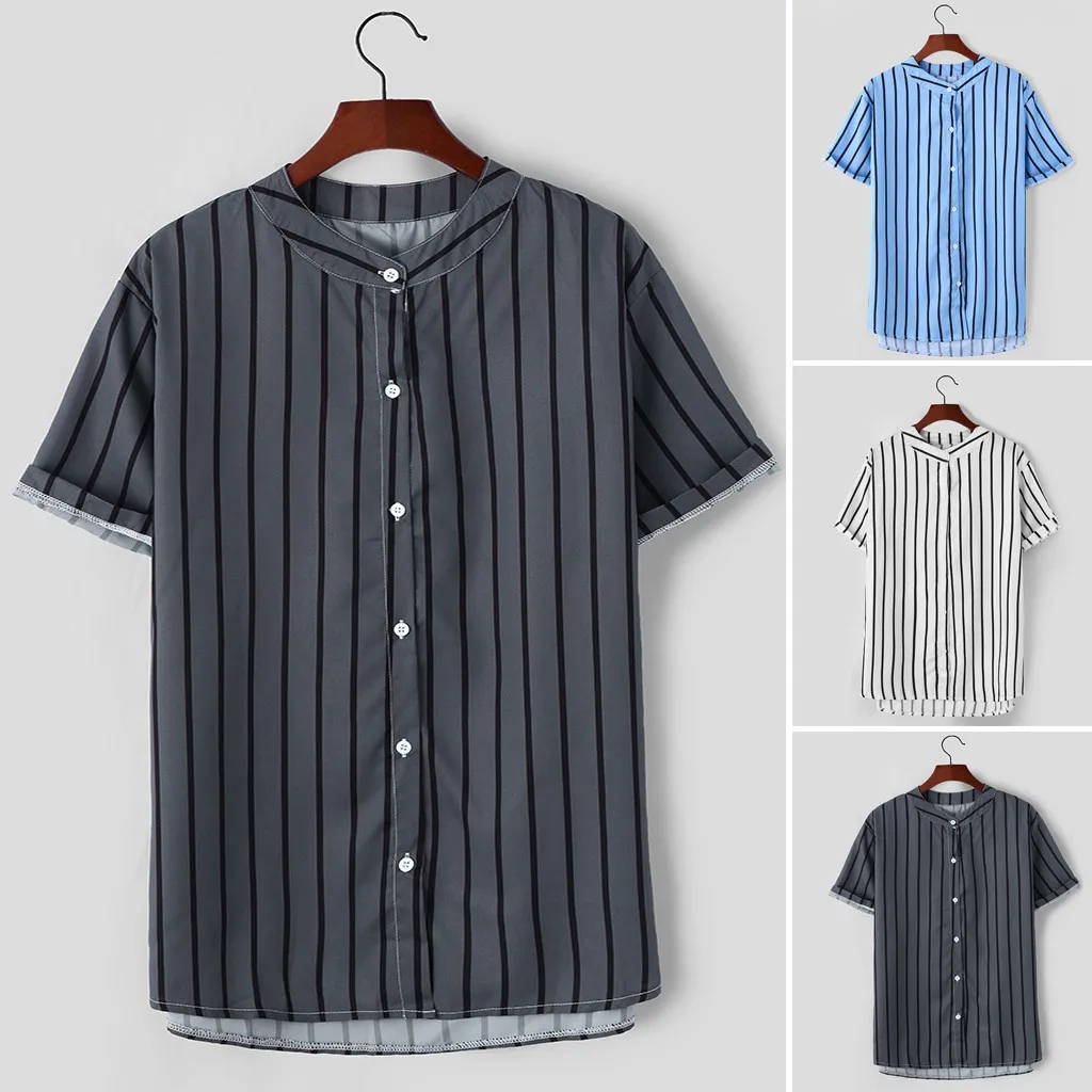 Мужская Летняя мода 2019 Повседневная рубашка Henley с этническим принтом и