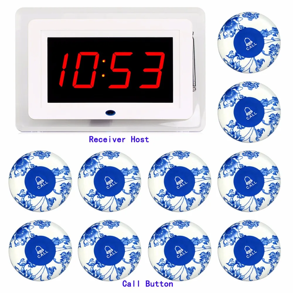 

Waiter Wireless Calling System 433 MHz Restaurant Pager Guest Paging System Call Bell Cafe Office With Voice Broadcast F3254L