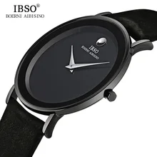 IBSO 6 MM Ultra Mince Mens Montres Marque De Luxe Véritable Bracelet En Cuir De Mode Montre À Quartz Hommes 2017 Étanche Relogio Masculino