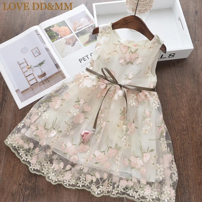 

LOVE DD&MM Girls Dresses 2019 Summer New Children's Wear Girls Sweet Flower butterfly Splice Vest Dress