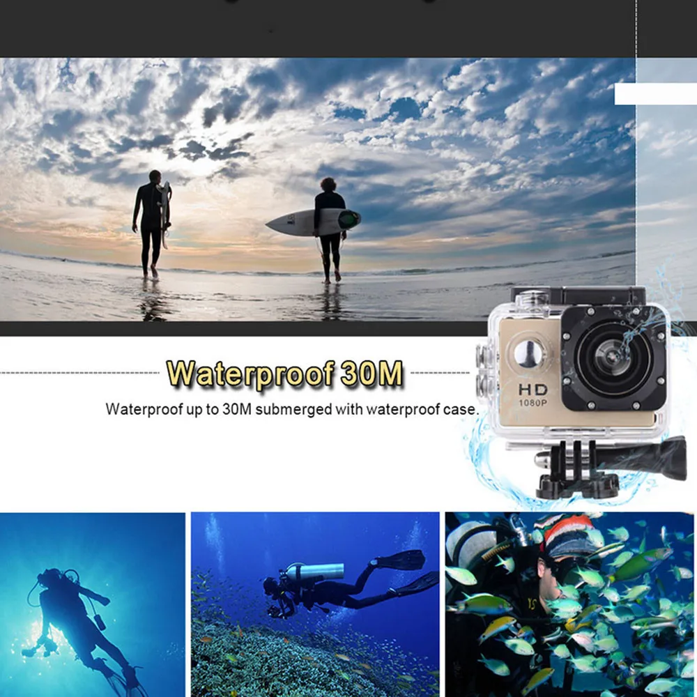 Новая Водонепроницаемая камера для подводного плавания, Спортивная видеокамера DV 1080P HD, Спортивная DVR камера DV, видеокамера