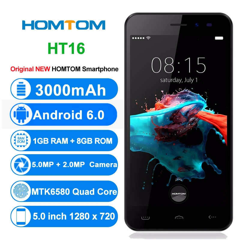 Оригинальный HOMTOM Ht16 3G мобильный телефоны Android 6 0 смартфон 5 дюймов 1 ГБ Оперативная