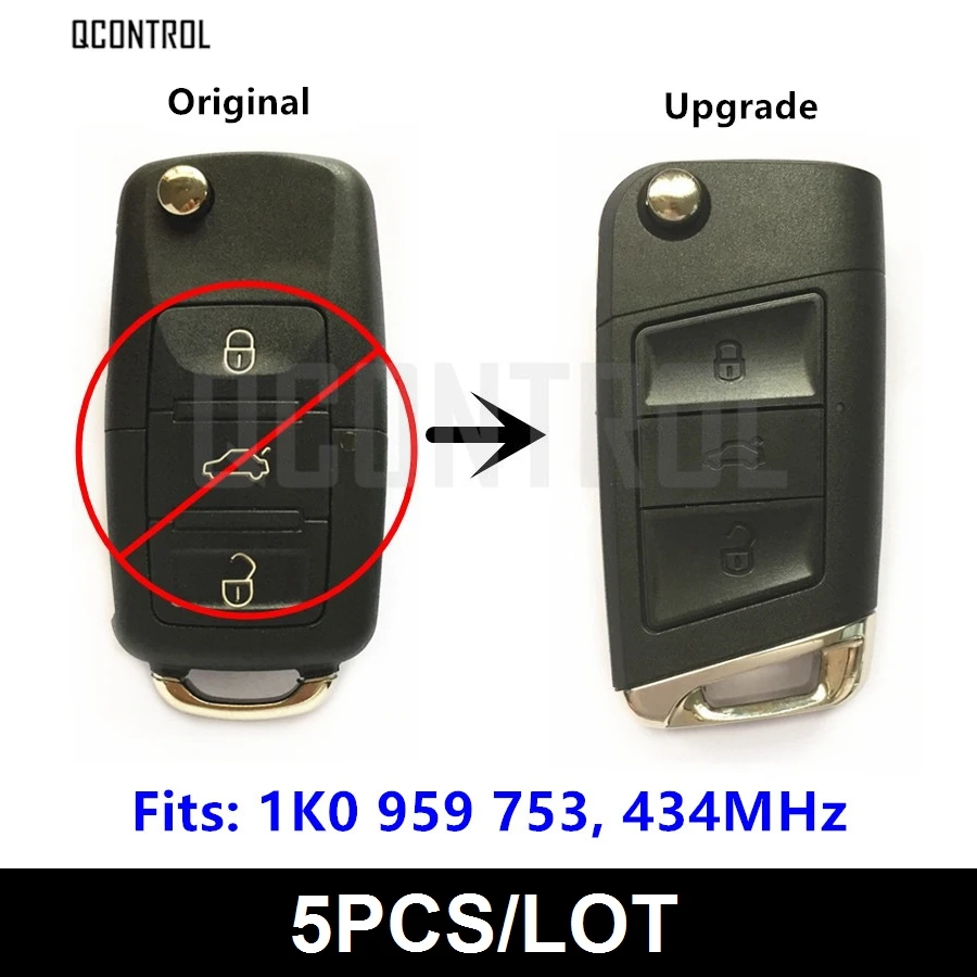 

QCONTROL Upgrade Auto Remote Key for SEAT Altea/Leon/Toledo 1K0959753 / 1K0 959 753 434MHz with ID48 Chip