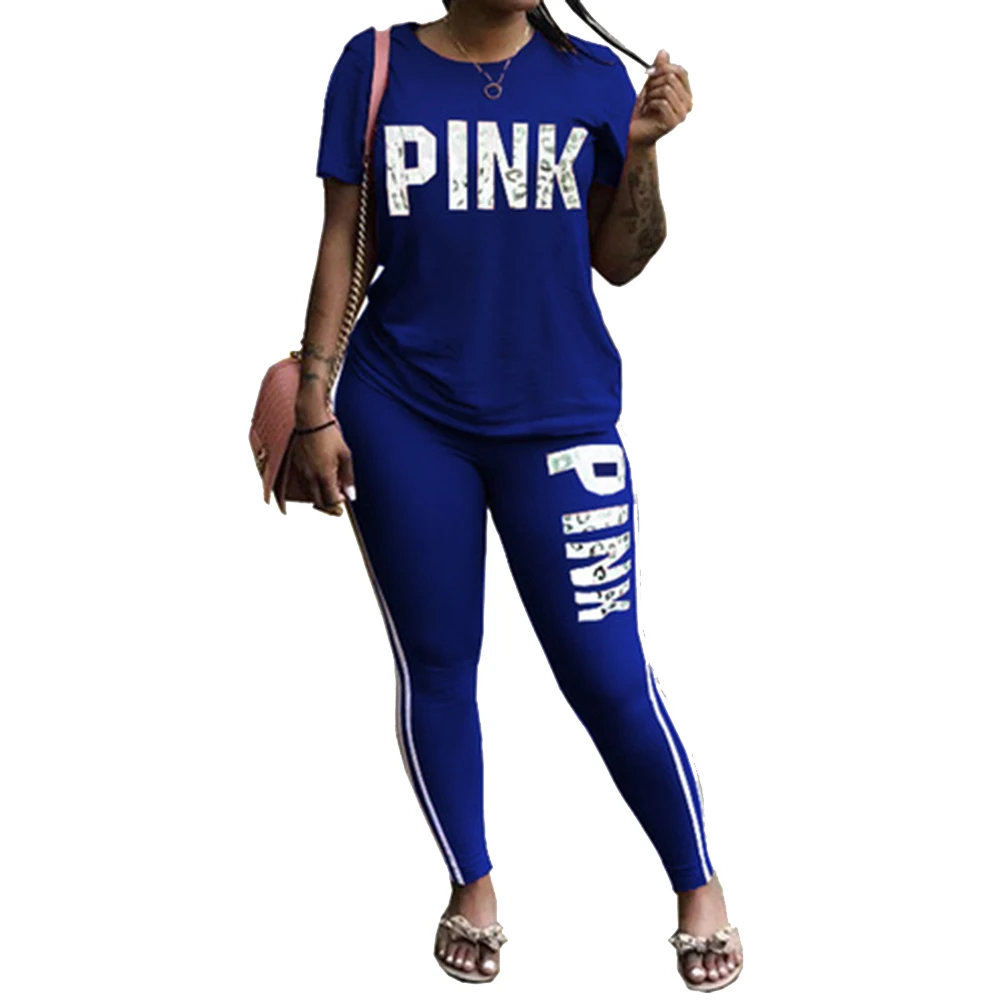 Женские спортивные костюмы в полоску с буквенным принтом; спортивная одежда для отдыха; женский спортивный костюм для бега; TT@ 88 - Цвет: Синий