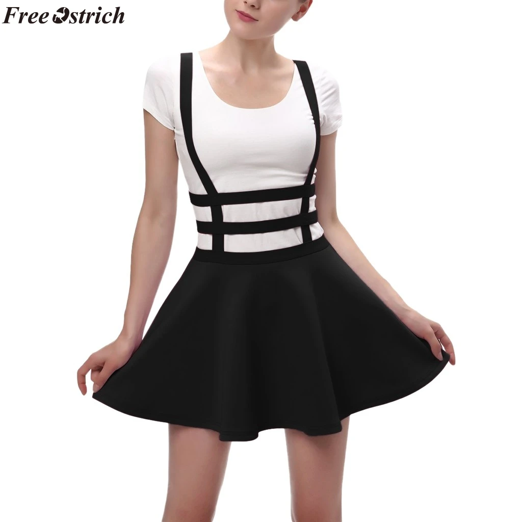 

FREE OSTRICH Fashion Style Black Suspender Women Pleated Short Braces Back Zipper Hollow Out Hot Seller