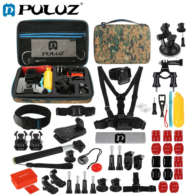 

PULUZ 53 in 1 Accessories Sets For GoPro 6 Total Ultimate Combo Kits+EVA Case Chest Strap+3-Way Pivot Arms+Extendable Monopod