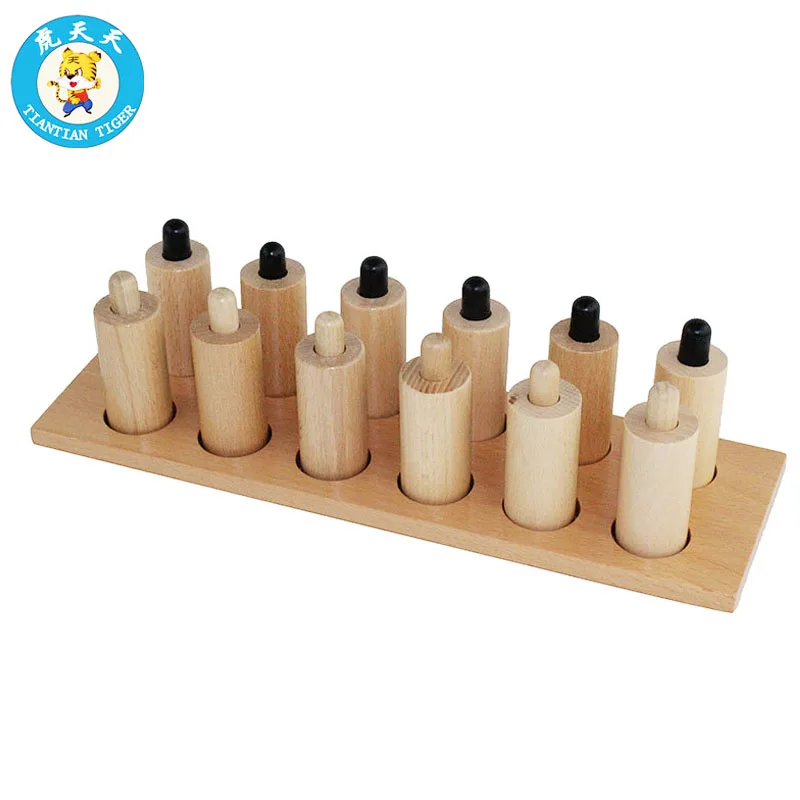 Montessori Baby Sensorial Toys Pressure Cylinders 6 Pairs Of Wooden Cylinders With Different Spring Pressures