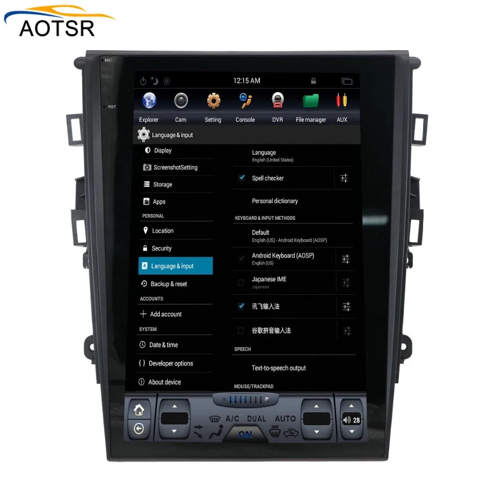 Best 12"BIG Screen Tesla style Android 6.0 Car Radio GPS Navigation Stereo Car NO DVD CD Player FOR Ford Mondeo Fusion MK5 2013-2017 2